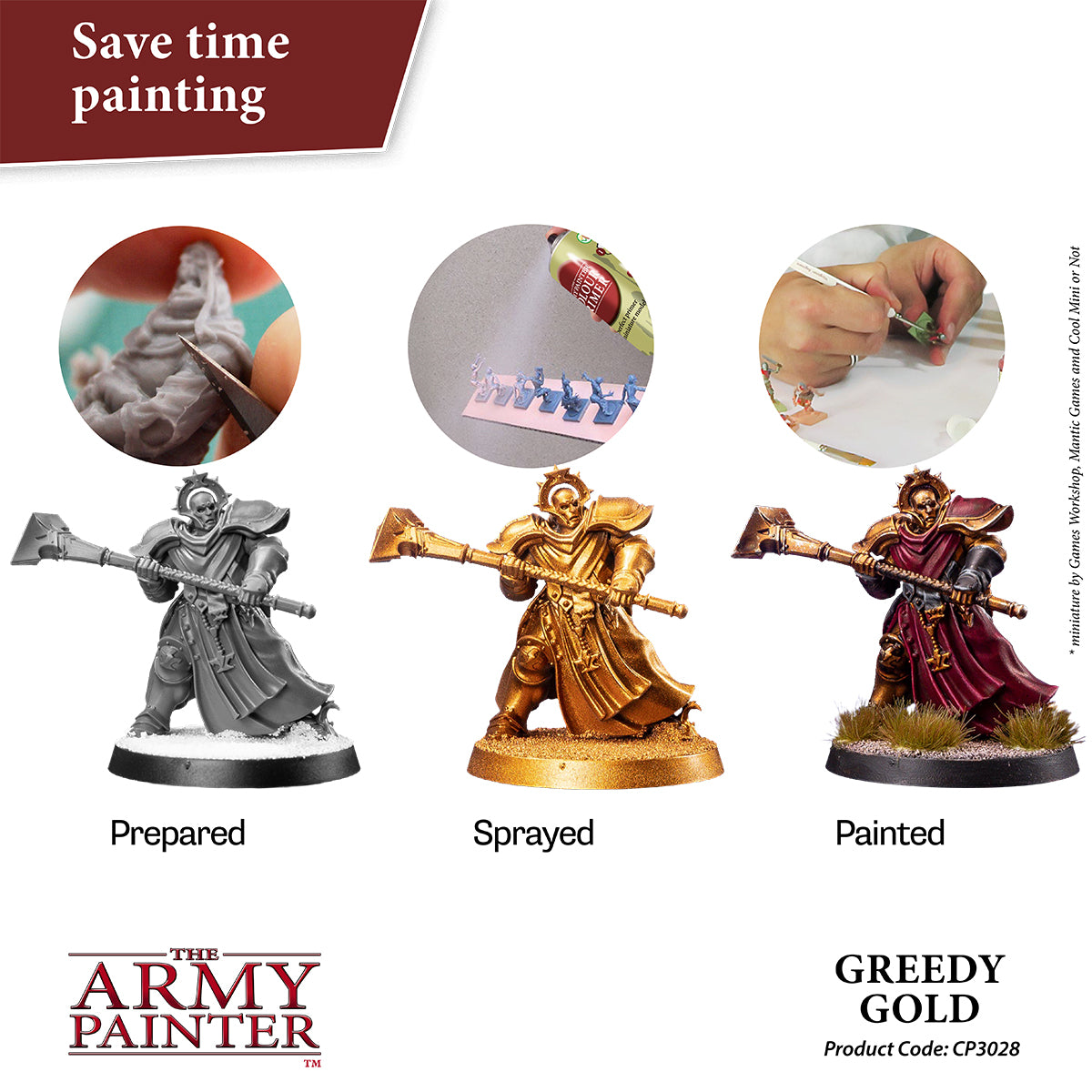 Army Painter Sprays - Greedy Gold Army Painter Sprays War and Peace Games   