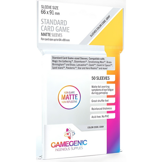 Gamegenic - Matte Board Games Sleeves - Gray (50pk) Deck Box GameGenic   