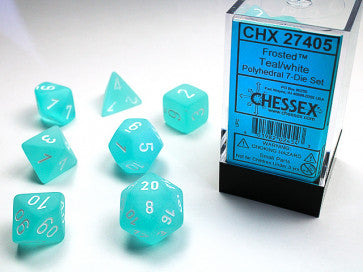 Chessex Polyhedral 7-Die Set Frosted Teal/White Gaming Dice Chessex Dice   