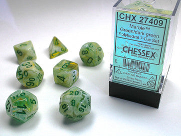 Chessex Polyhedral 7-Die Set Marble Green/Dark Green Gaming Dice Chessex Dice   