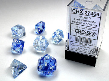 Chessex Polyhedral 7-Die Set Nebula Dark Blue/White Gaming Dice Chessex Dice   