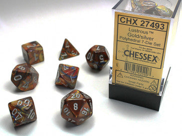 Chessex Polyhedral 7-Die Set Lustrous Gold/Silver Gaming Dice Chessex Dice   