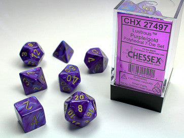 Chessex Polyhedral 7-Die Set Lustrous Purple/Gold Gaming Dice Chessex Dice   