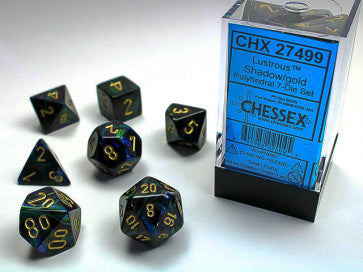 Chessex Polyhedral 7-Die Set Lustrous Shadow/Gold Gaming Dice Chessex Dice   