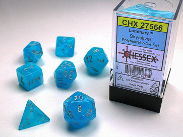 Chessex Polyhedral 7-Die Set Luminary Sky/Silver Gaming Dice Chessex Dice   