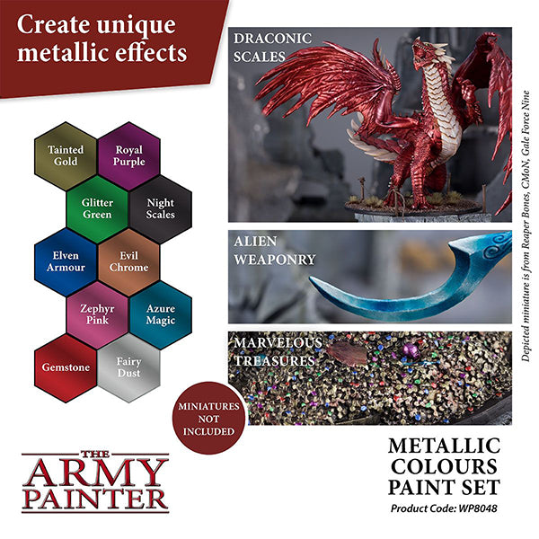 Army Painter Paint Set - Warpaints Metallic Colours Paint Set Army Painter Metallics War and Peace Games   