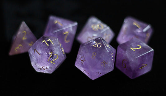 MDG 16mm Polyhedral Dice Set: Engraved Amethyst Gaming Dice All Interactive Distribution   