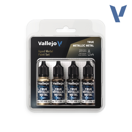 Vallejo True Metallic Metal Aged Metal - 4 Colour Paint Set Vallejo True Metallic Vallejo Default Title