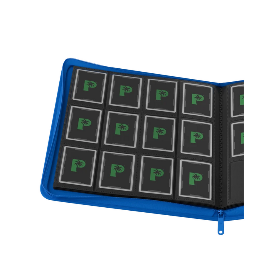 Palms Off Gaming - Collector's Series 12 Pocket SIDE LOADER Zip Trading Card Binder - BLUE