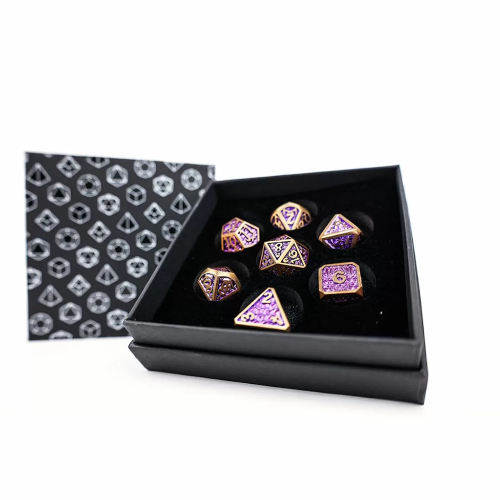 LPG Dice RPG Set Draco Bright Purple Brass Dice Lets Play Games Default Title