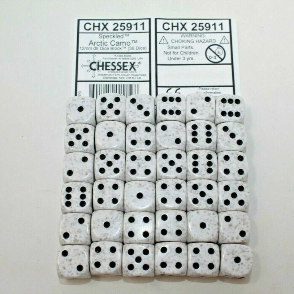 CHX 25911 Speckled 12mm d6 Arctic Camo Block (36) Chessex Dice Chessex Dice Default Title  
