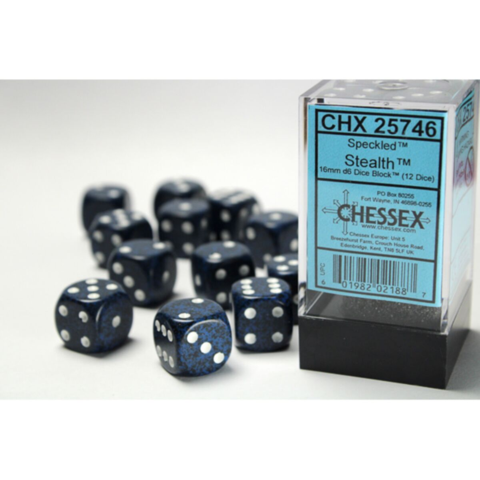 CHX 25746 Speckled Stealth 16mm d6 Dice Block (12 dice)