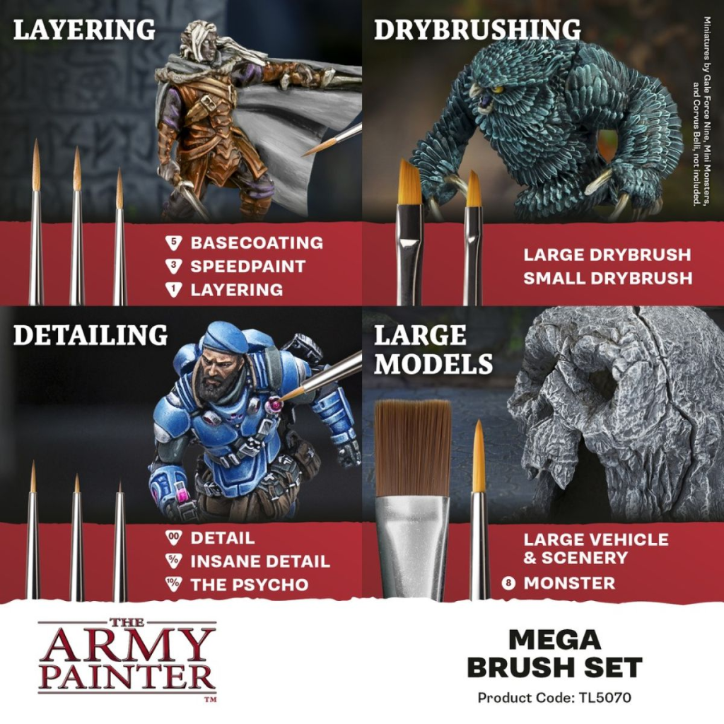 Army Painter - Brushes - Sets - Mega Brush Set Paint Brushes The Army Painter
