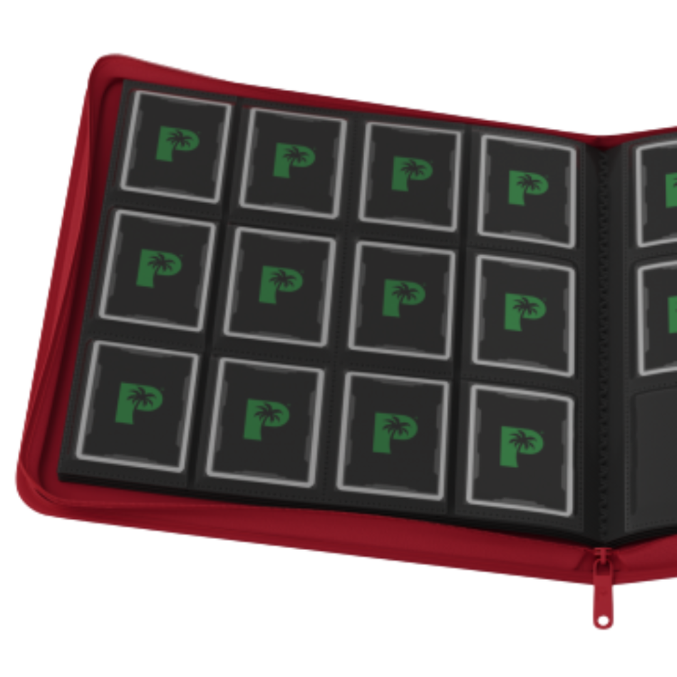 Palms Off Gaming - Collector's Series 12 Pocket Zip Trading Card Binder - RED Binder Palms Off Gaming