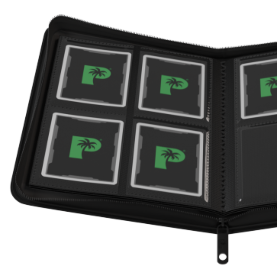 Palms Off Gaming - Collector's Series 4 Pocket Zip Trading Card Binder - BLACK Binder Palms Off Gaming