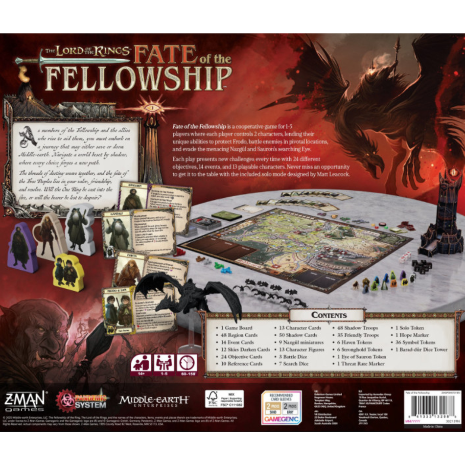 The Lord of the Rings Fate of the Fellowship - A Pandemic System Game Board Games Z-man Games
