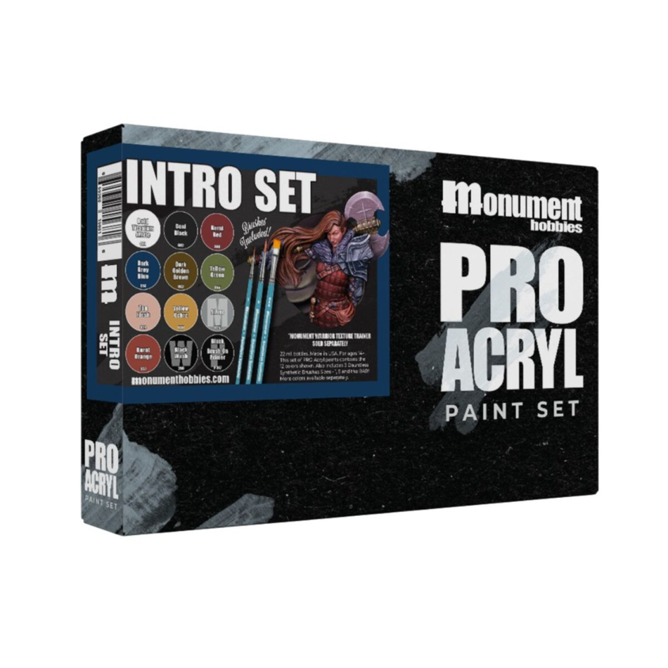 Monument Pro Acryl Sets - Pro Acryl Intro Set - 12 Colors + 3 Synthetic Brushes Monument Pro Acryl Paints Monument Hobbies Default Title
