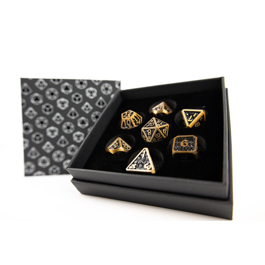 LPG Dice RPG Set Draco Dark Black/Gold Dice Lets Play Games