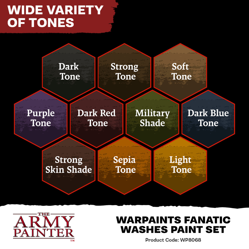 Army Painter - Warpaints Fanatic - Washes Paint Set Army Painter Tools The Army Painter   