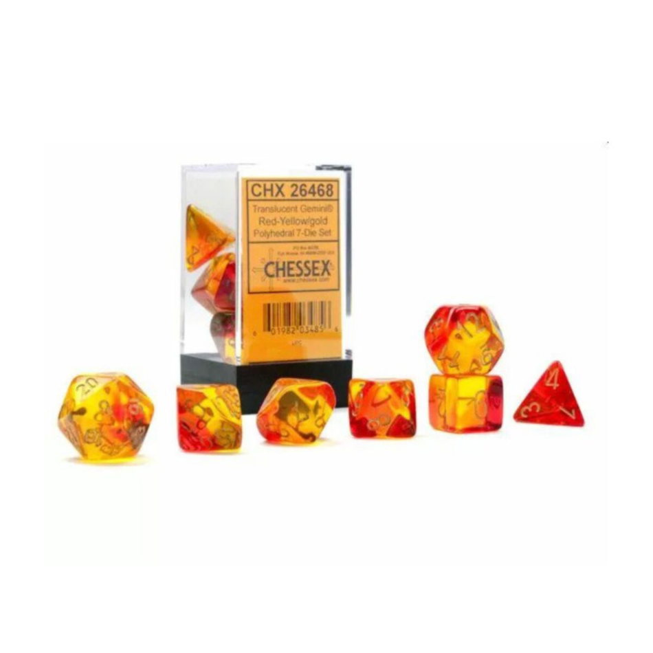 CHX 26468 Gemini Translucent Red-Yellow/gold Luminary 7-Die Set