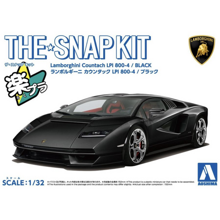 1/32 SNAP LAMBORGHINI COUNTACH LPI 800-4 (BLACK) Model Car Kit Aoshima Default Title  