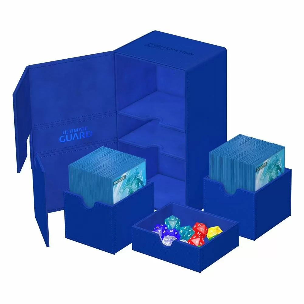 Ultimate Guard Twin Flip n Tray Deck Case 200+ Standard Size XenoSkin Blue Deck Box Card Protectors Lets Play Games   