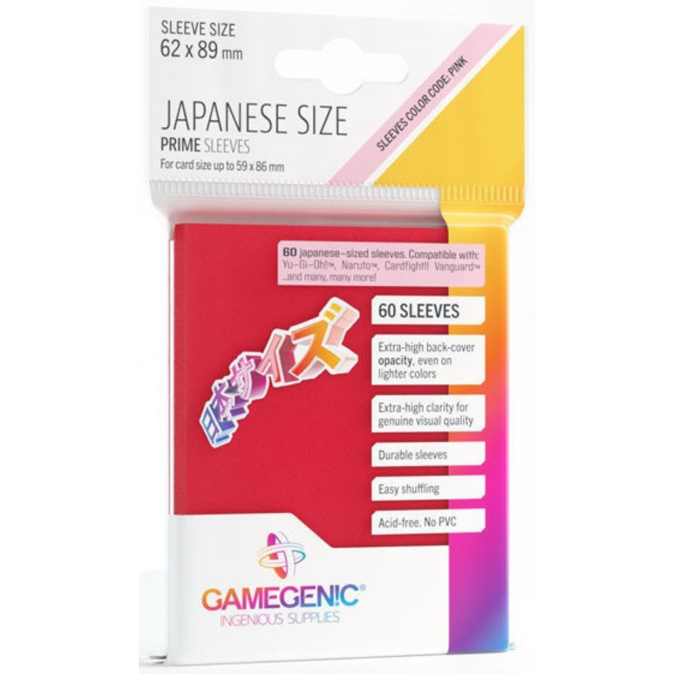 Gamegenic - Japanese Sized Sleeves - Red (60 Sleeves Per Pack) Card Sleeves GameGenic