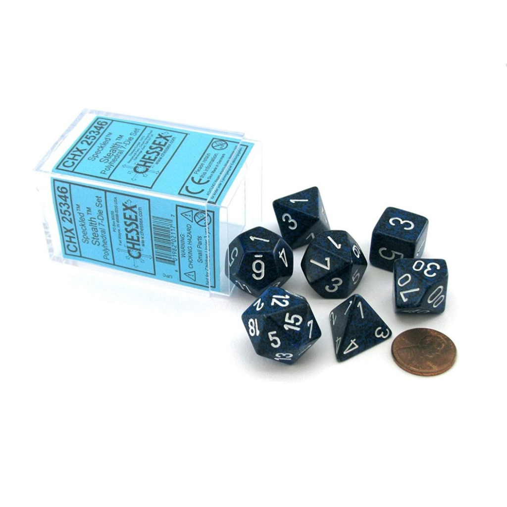 Chessex Speckled Polyhedral Stealth 7-Die Set Gaming Dice Chessex Dice Default Title  