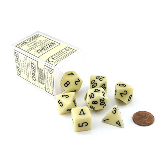 Chessex Opaque Polyhedral Ivory/black 7-Die Set Gaming Dice Chessex Dice Default Title  