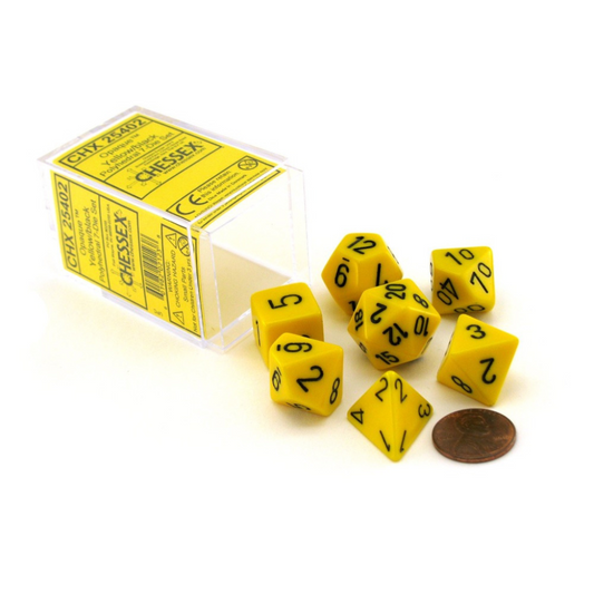 Chessex Opaque Polyhedral Yellow/black 7-Die Set Gaming Dice Chessex Dice Default Title  