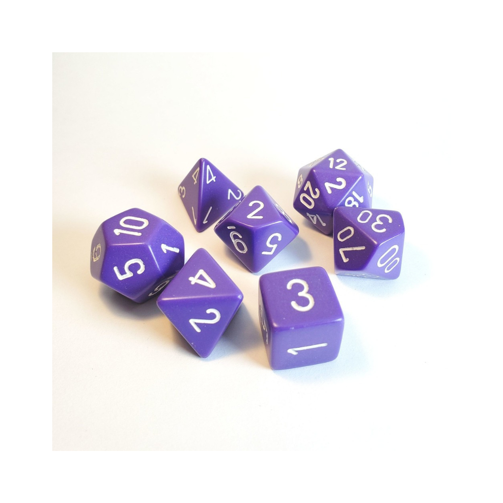 Chessex Opaque Polyhedral Purple/white 7-Die Set Gaming Dice Chessex Dice Default Title  