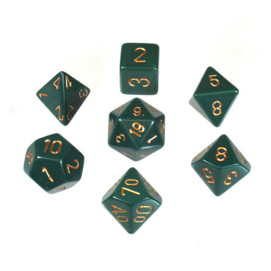 Chessex Opaque Polyhedral Dusty Green/Copper 7-Die Set Gaming Dice Chessex Dice   