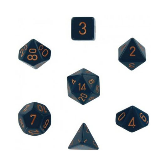 Chessex Opaque Polyhedral Dusty Blue/Copper 7-Die Set Gaming Dice Chessex Dice   