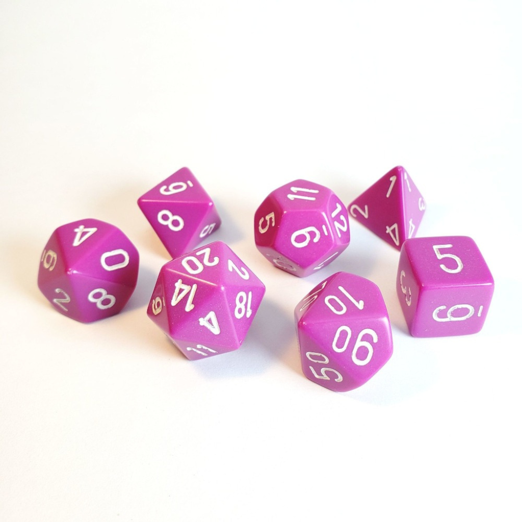 Chessex Opaque Polyhedral Light Purple/white 7-Die Set Gaming Dice Chessex Dice Default Title  