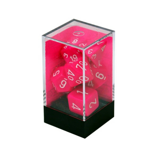 Chessex Opaque Polyhedral Pink/white 7-Die Set Gaming Dice Chessex Dice Default Title  
