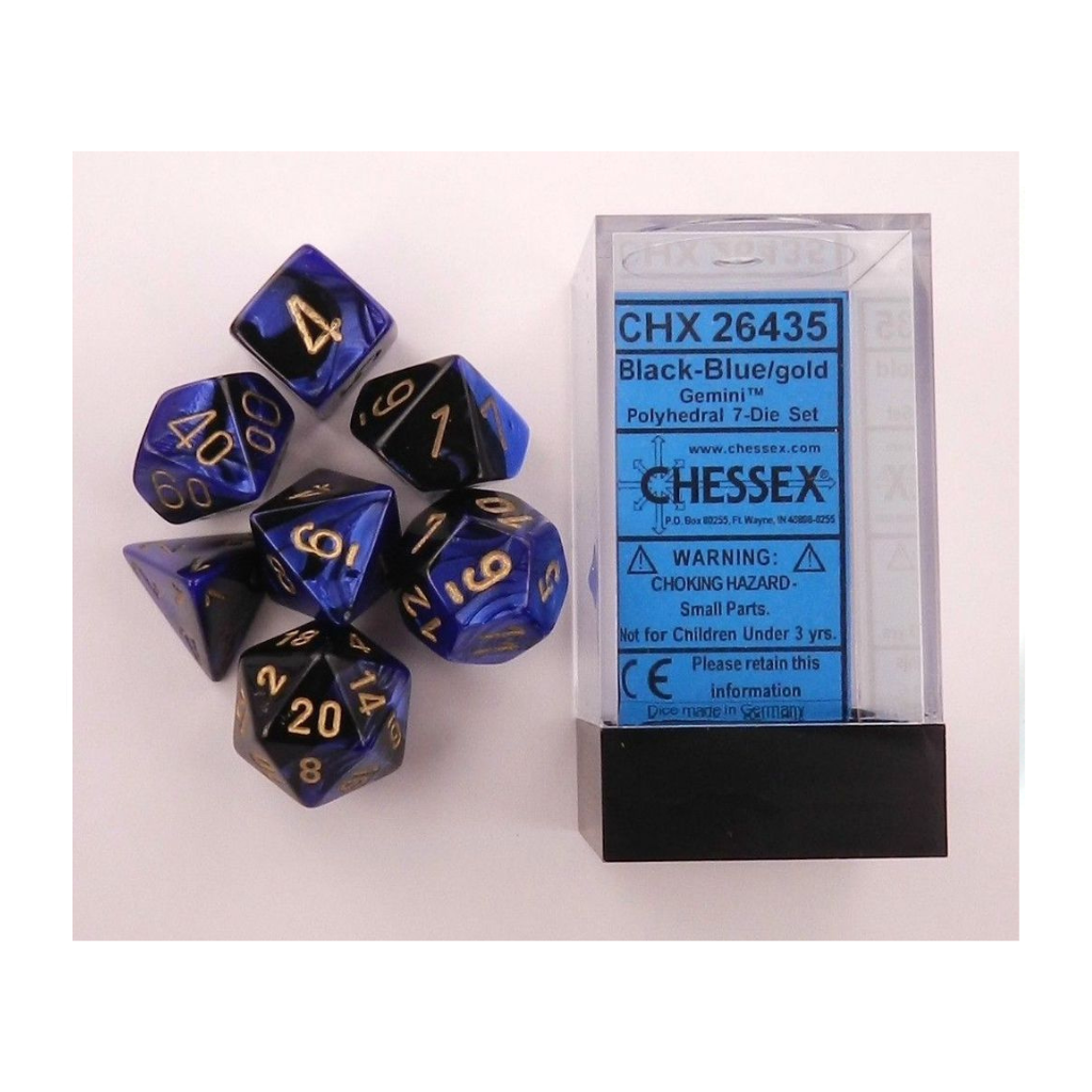 Chessex Polyhedral 7-Die Set Gemini Black-Blue/Gold Gaming Dice Chessex Dice Default Title  