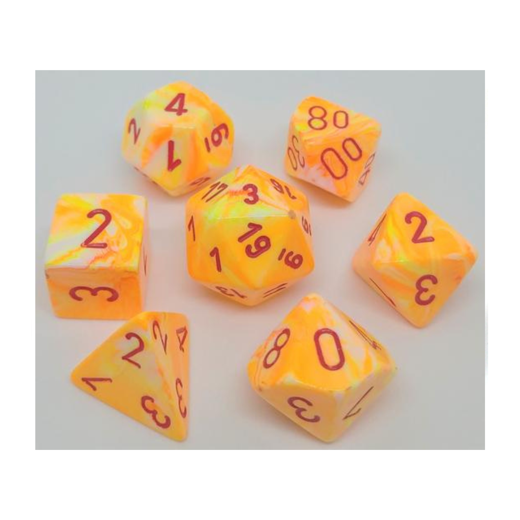 Chessex Festive Polyhedral Sunburst/Red 7-Die Set Gaming Dice Chessex Dice Default Title  