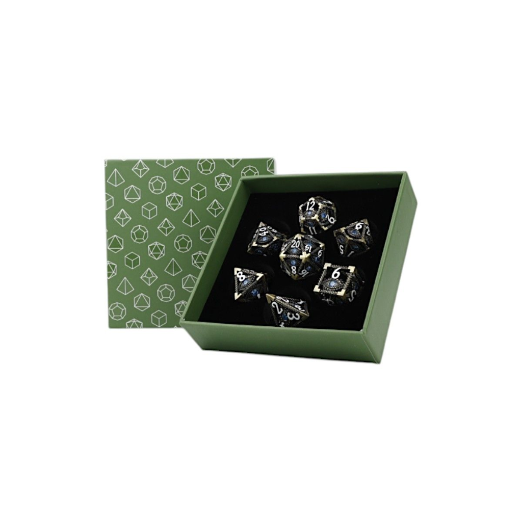 LPG Dice Scaled Eye Dice Set Tarnished Gold/Blue Dice Lets Play Games