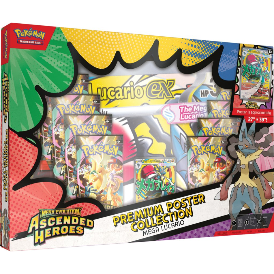 Pokémon TCG: Mega Evolution—Ascended Heroes Premium Poster Collection—Mega Lucario or Mega Gardevoir