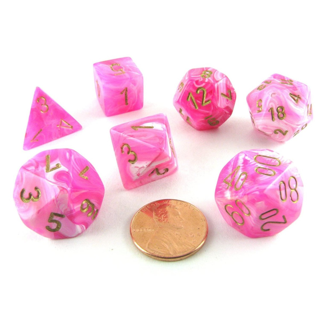 Chessex Vortex Pink/Gold 7-Die Set Gaming Dice Chessex Dice Default Title  