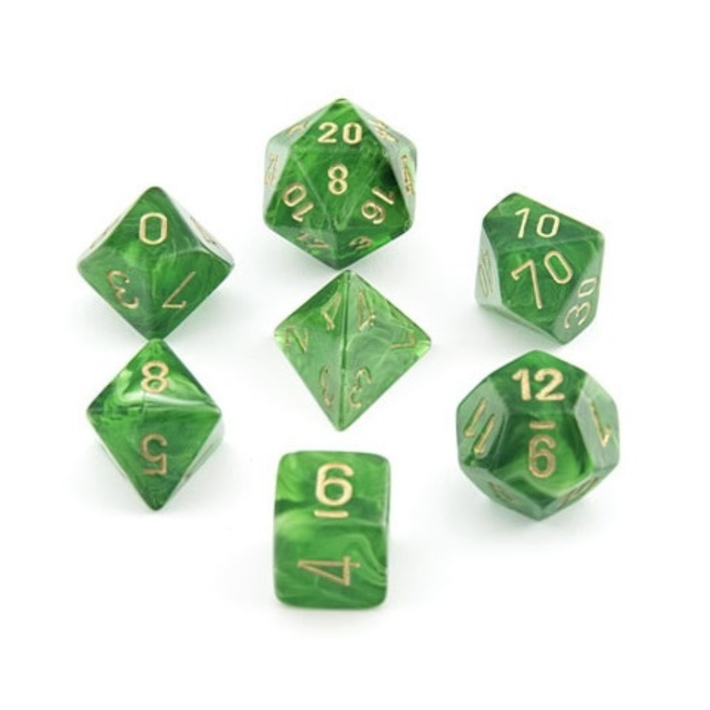 Chessex Vortex Green/gold 7-Die Set Gaming Dice Chessex Dice Default Title  