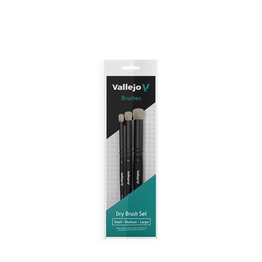 Vallejo Brushes - Dry Brush - Dry Brush Set - Natural Hair (S, M & L) Vallejo Brushes Vallejo Default Title  