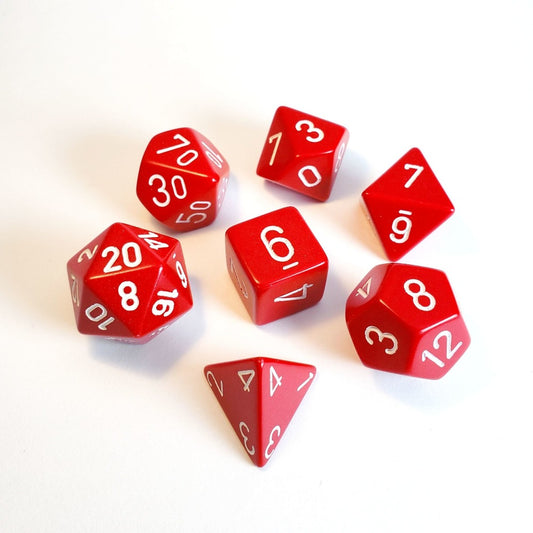 Chessex Opaque Polyhedral Red/white 7-Die Set Gaming Dice Chessex Dice Default Title  