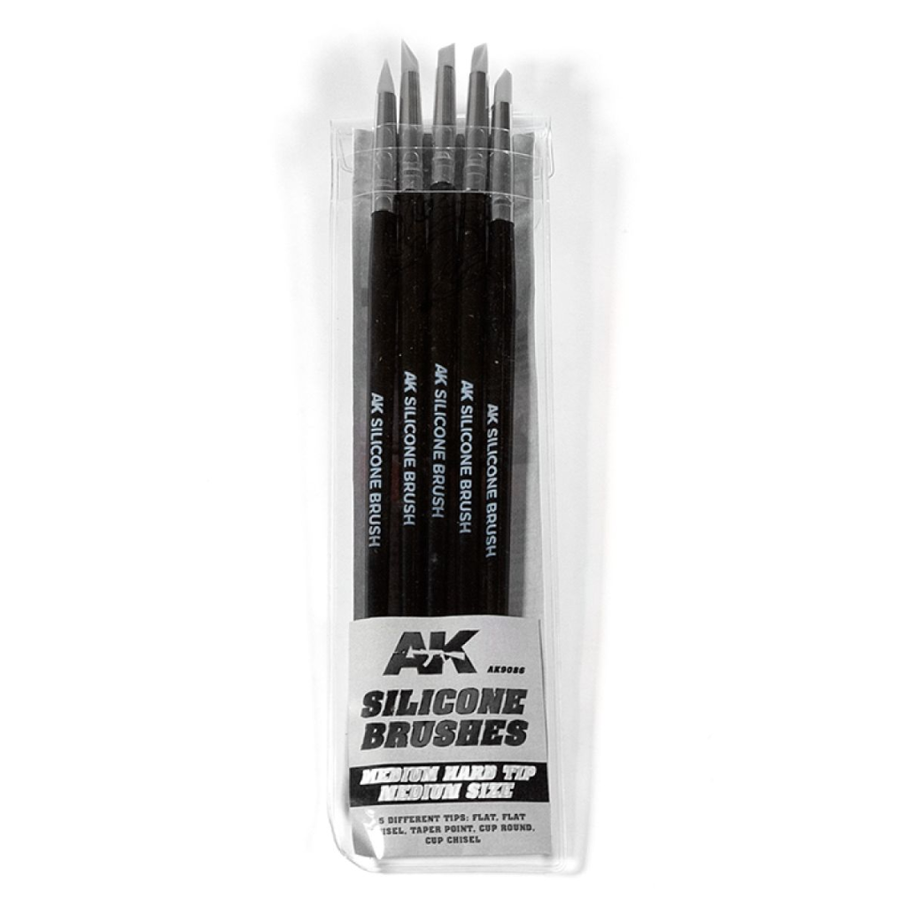 Ak Interactive - Tools - Set Of 5 Silicone Brushes Medium Hard Tip Medium AK Interactive AK Interactive Default Title  