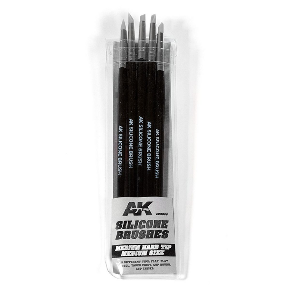 Ak Interactive - Tools - Set Of 5 Silicone Brushes Medium Hard Tip Medium AK Interactive AK Interactive Default Title  