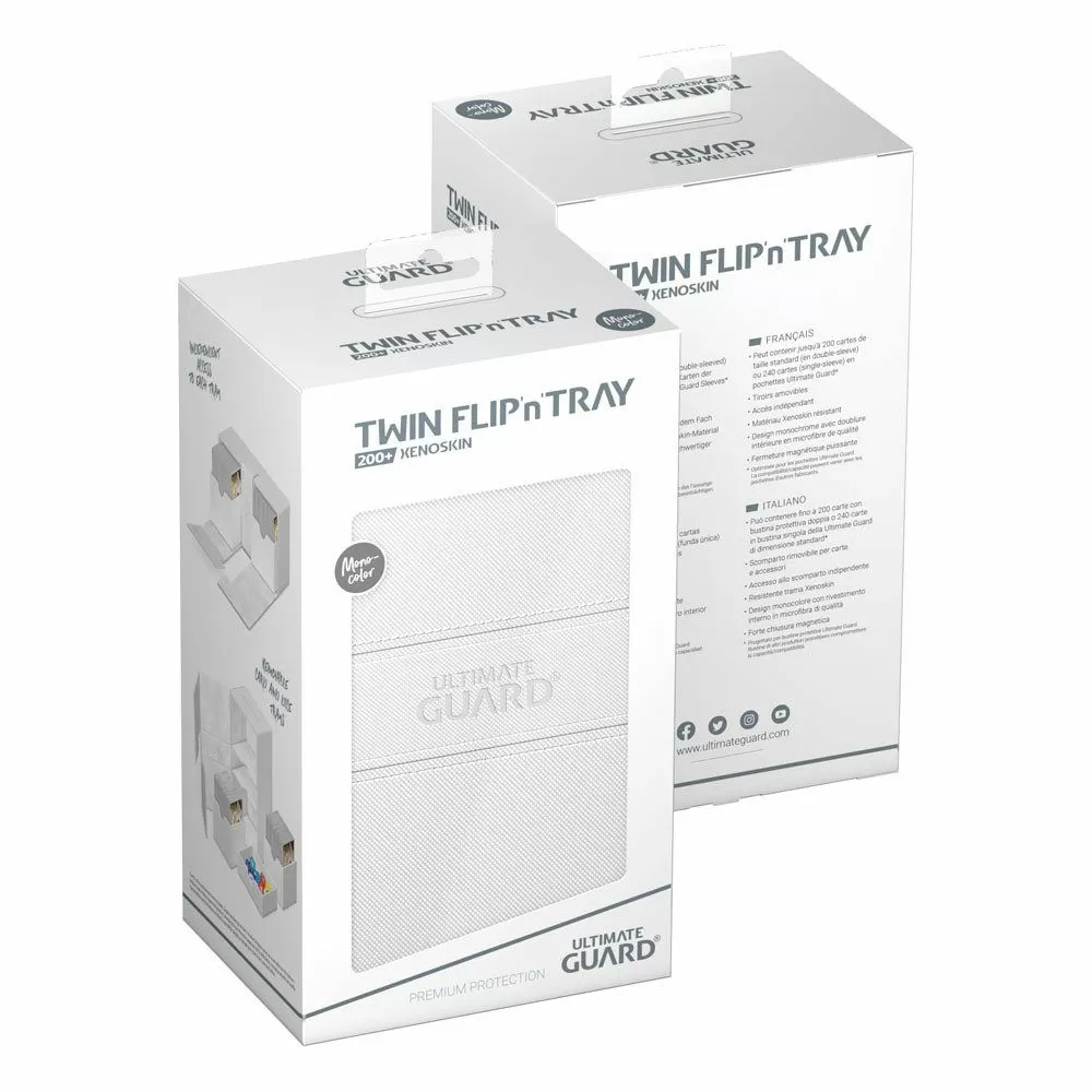 Ultimate Guard Twin Flip n Tray Deck Case 200+ Standard Size XenoSkin White Deck Box Card Protectors Lets Play Games Default Title  