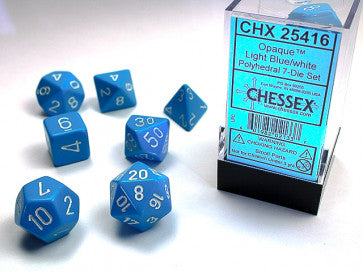 Chessex Polyhedral 7-Die Set Opaque Light Blue/White Gaming Dice Chessex Dice   