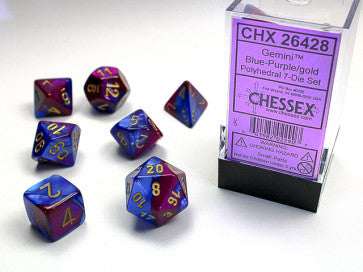 Chessex Polyhedral 7-Die Set Gemini Blue-Purple/Gold Gaming Dice Chessex Dice   