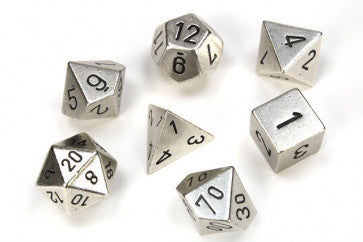 Chessex Polyhedral 7-Die Set Metal Silver Gaming Dice Chessex Dice   