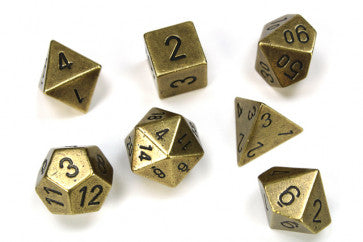 Chessex Polyhedral 7-Die Set Metal Old Brass Gaming Dice Chessex Dice   